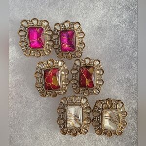 Elegant Gold and Pink Stone Earrings